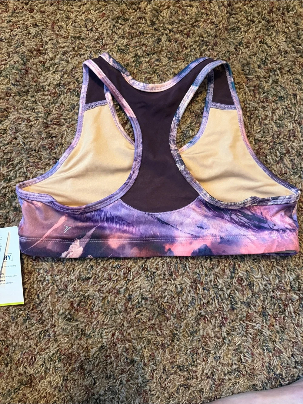 Old Navy Purple and Pink Marble Racerback Sports Bra